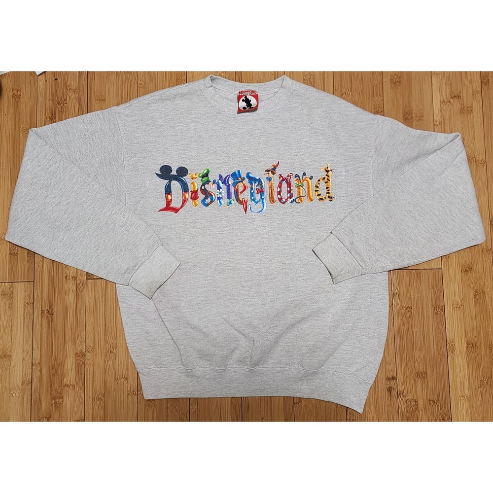 Vintage 90s Disneyland Crewneck Sweatshirt Gray Logo Mickey Inc Unisex USA Small